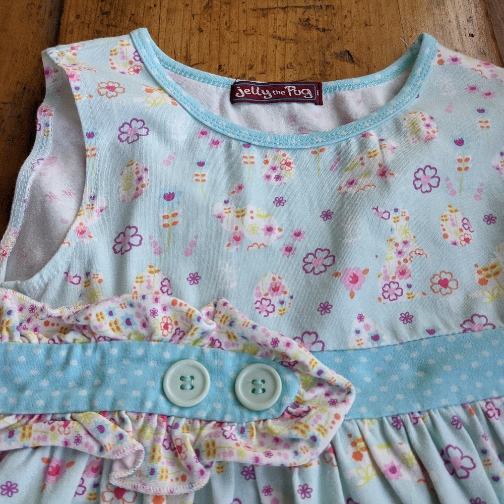 Jelly the Pug girls Easter print dress - Picture 3 of 4